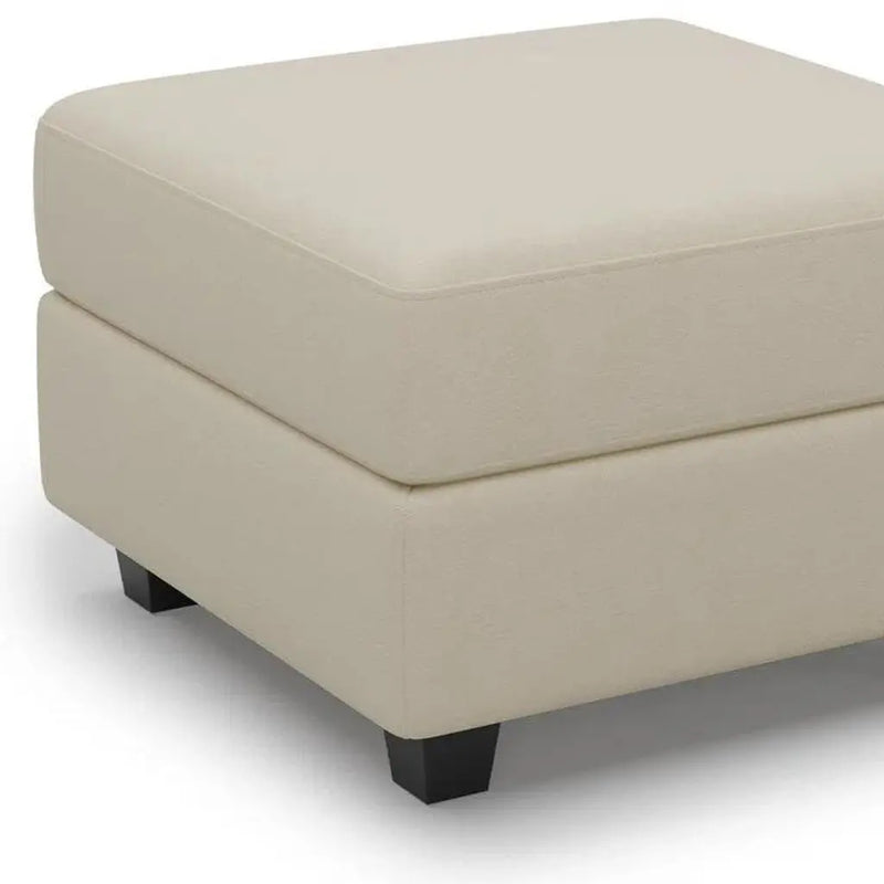26" Beige and Black Faux Leather Storage Ottoman Homeroots Living Room