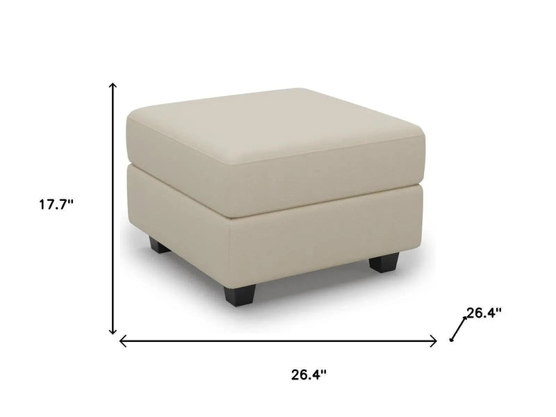 26" Beige and Black Faux Leather Storage Ottoman Homeroots Living Room