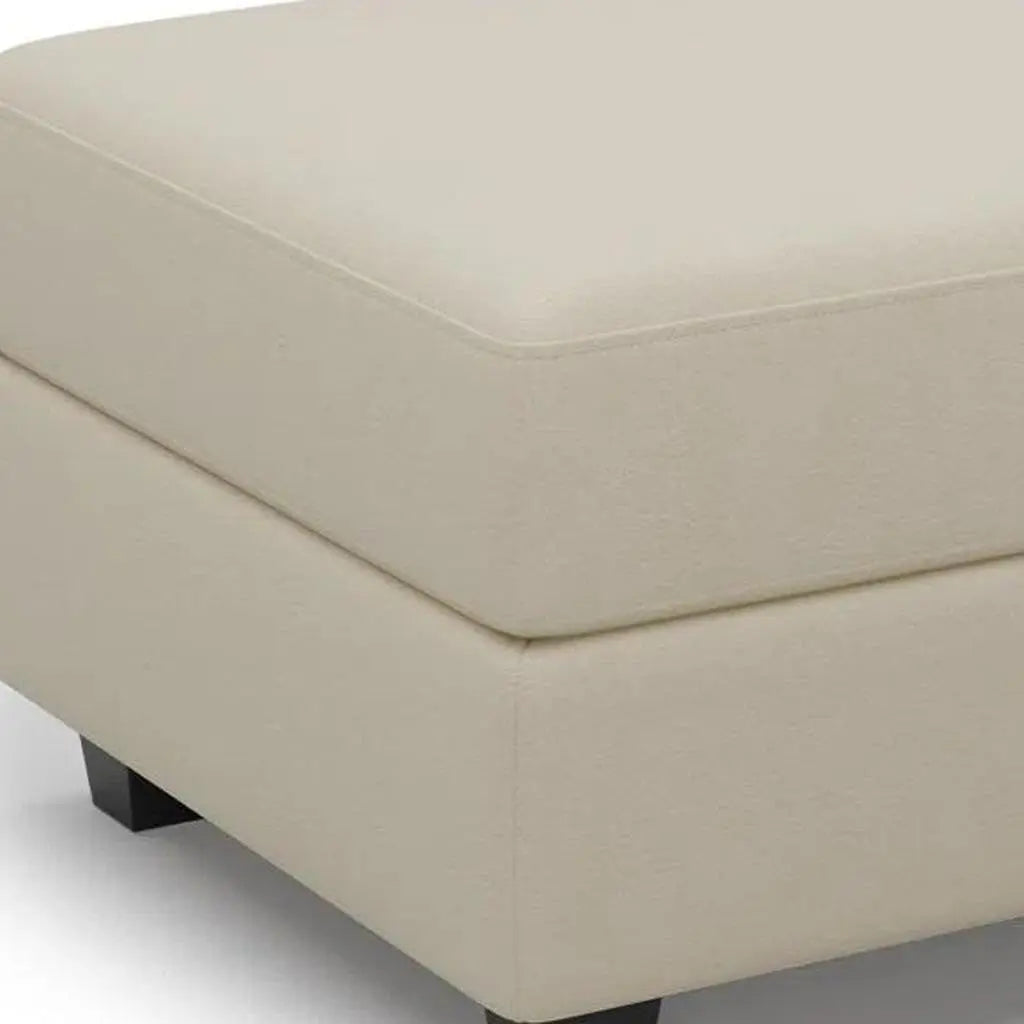 26" Beige and Black Faux Leather Storage Ottoman Homeroots Living Room