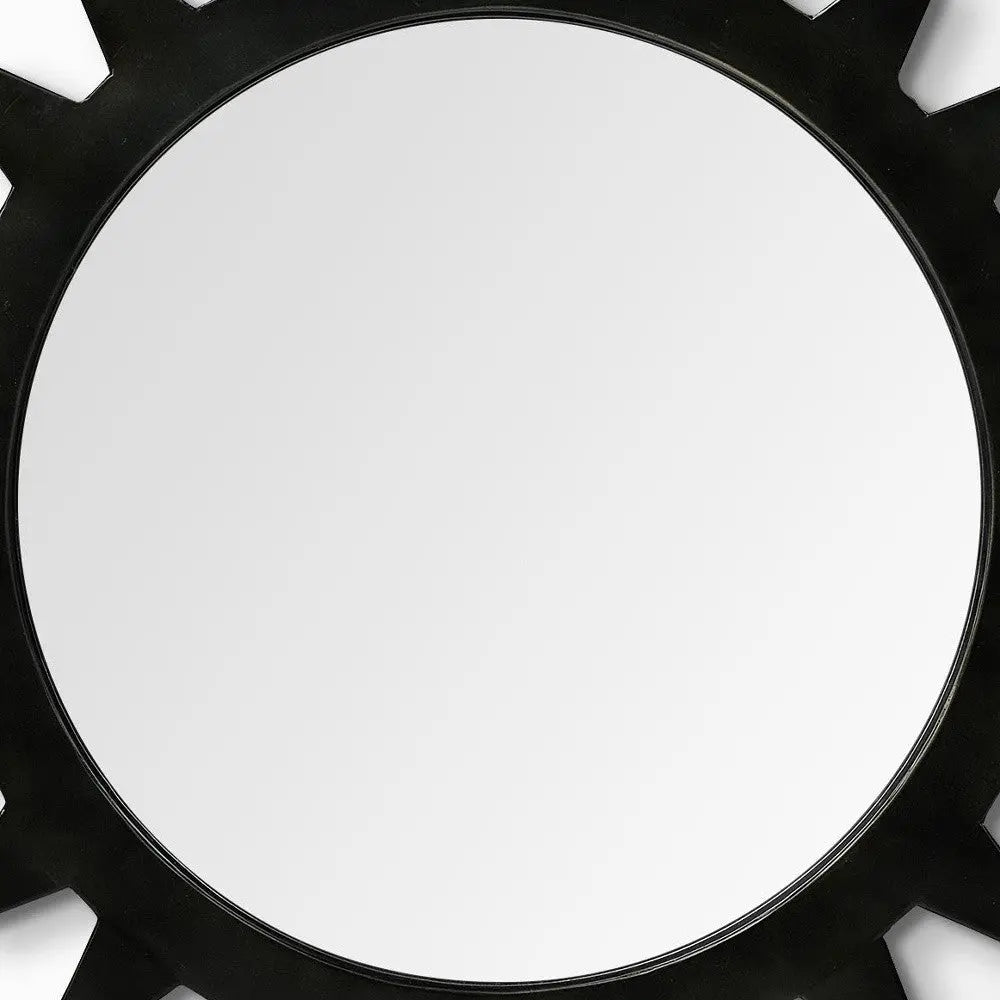 26" Black Cog Round Metal Frame Wall Mirror Homeroots Bed & Bath