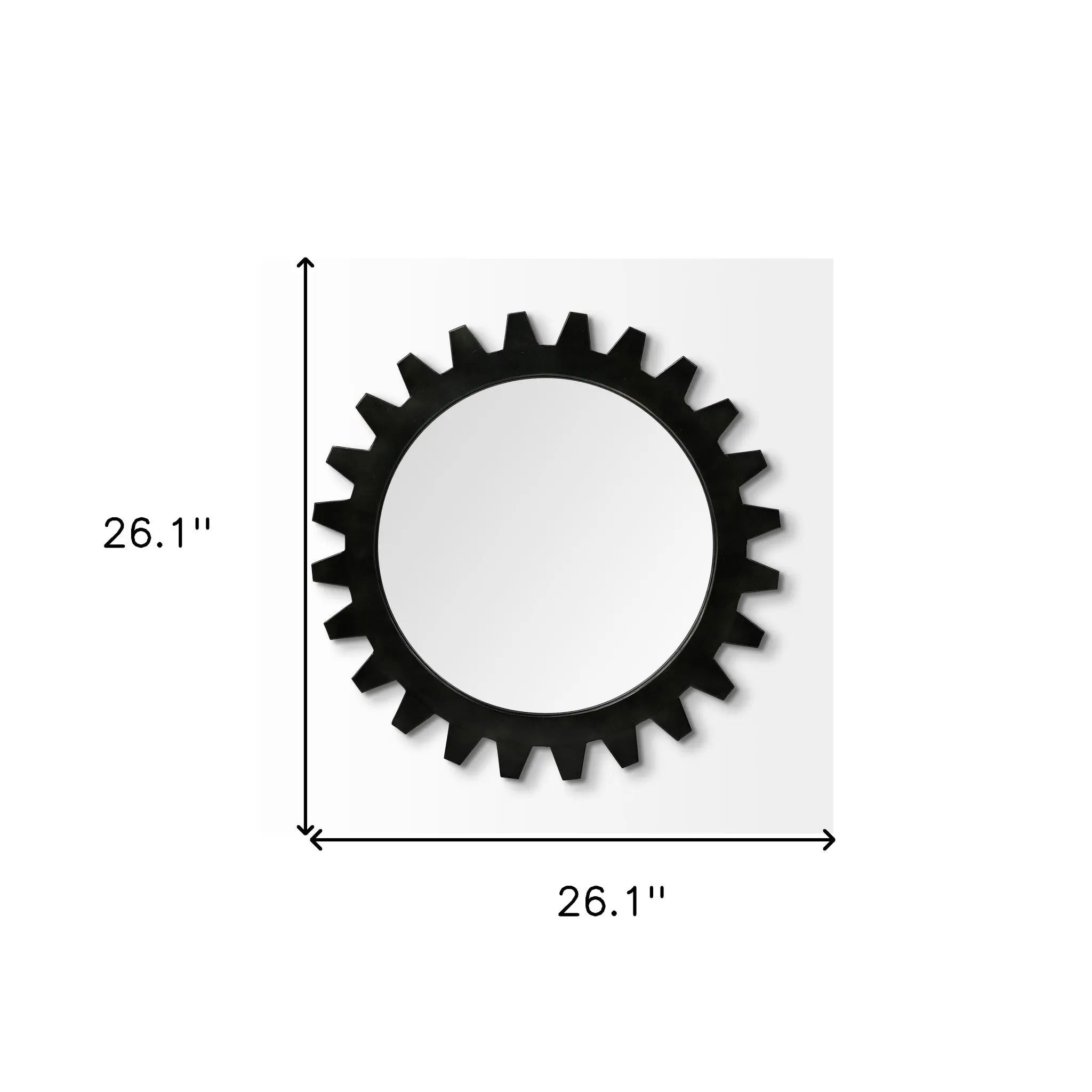 26" Black Cog Round Metal Frame Wall Mirror Homeroots Bed & Bath