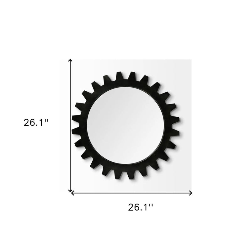 26" Black Cog Round Metal Frame Wall Mirror Homeroots Bed & Bath
