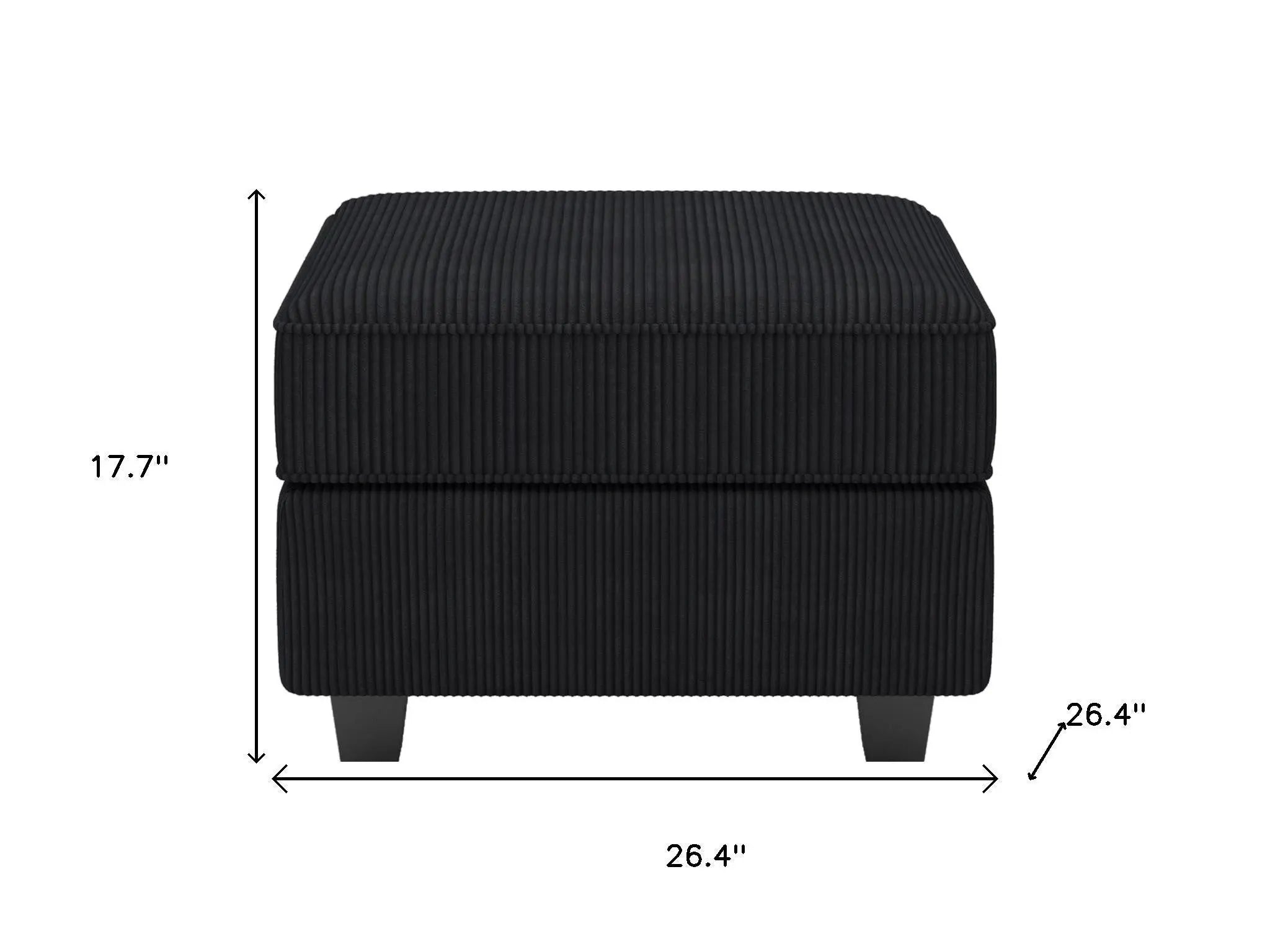26" Black Corduroy Storage Ottoman Homeroots Living Room