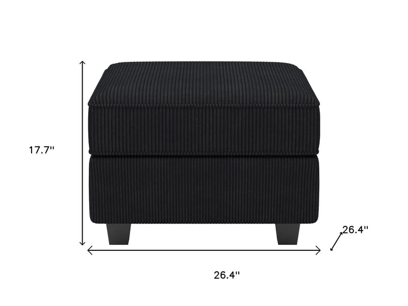 26" Black Corduroy Storage Ottoman Homeroots Living Room