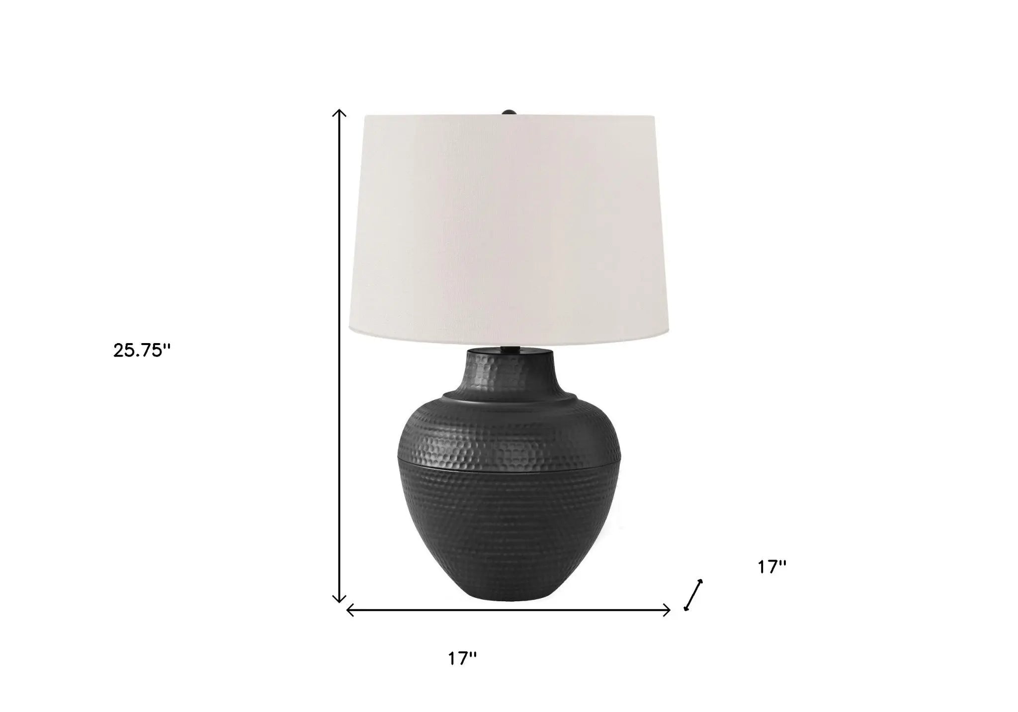 26" Black Metal Urn Table Lamp With Cream Empire Shade Homeroots Lighting