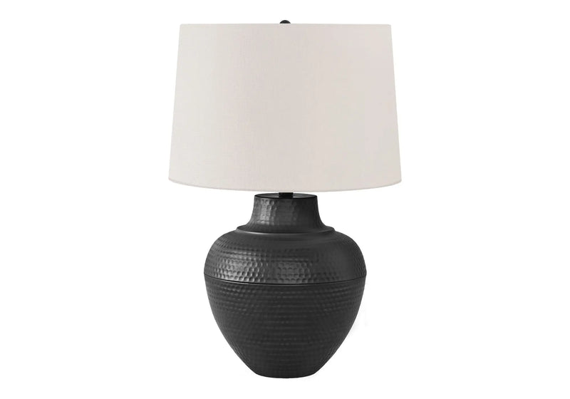 26" Black Metal Urn Table Lamp With Cream Empire Shade Homeroots Lighting