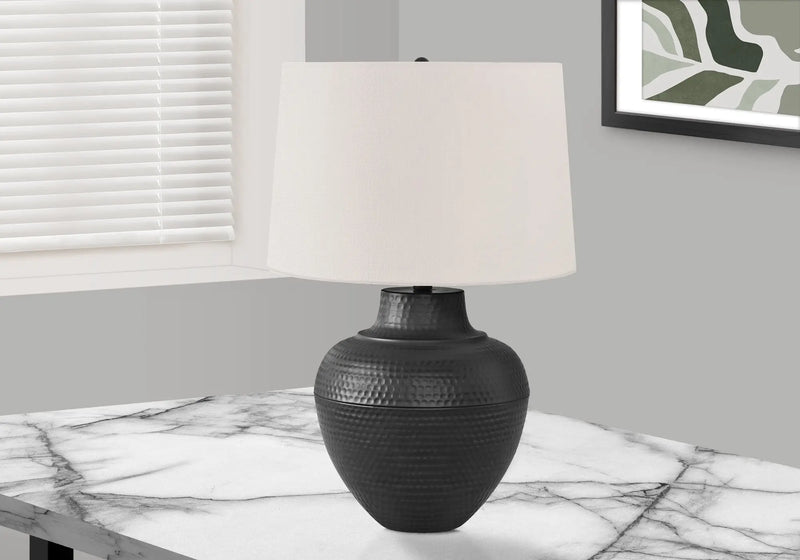 26" Black Metal Urn Table Lamp With Cream Empire Shade Homeroots Lighting