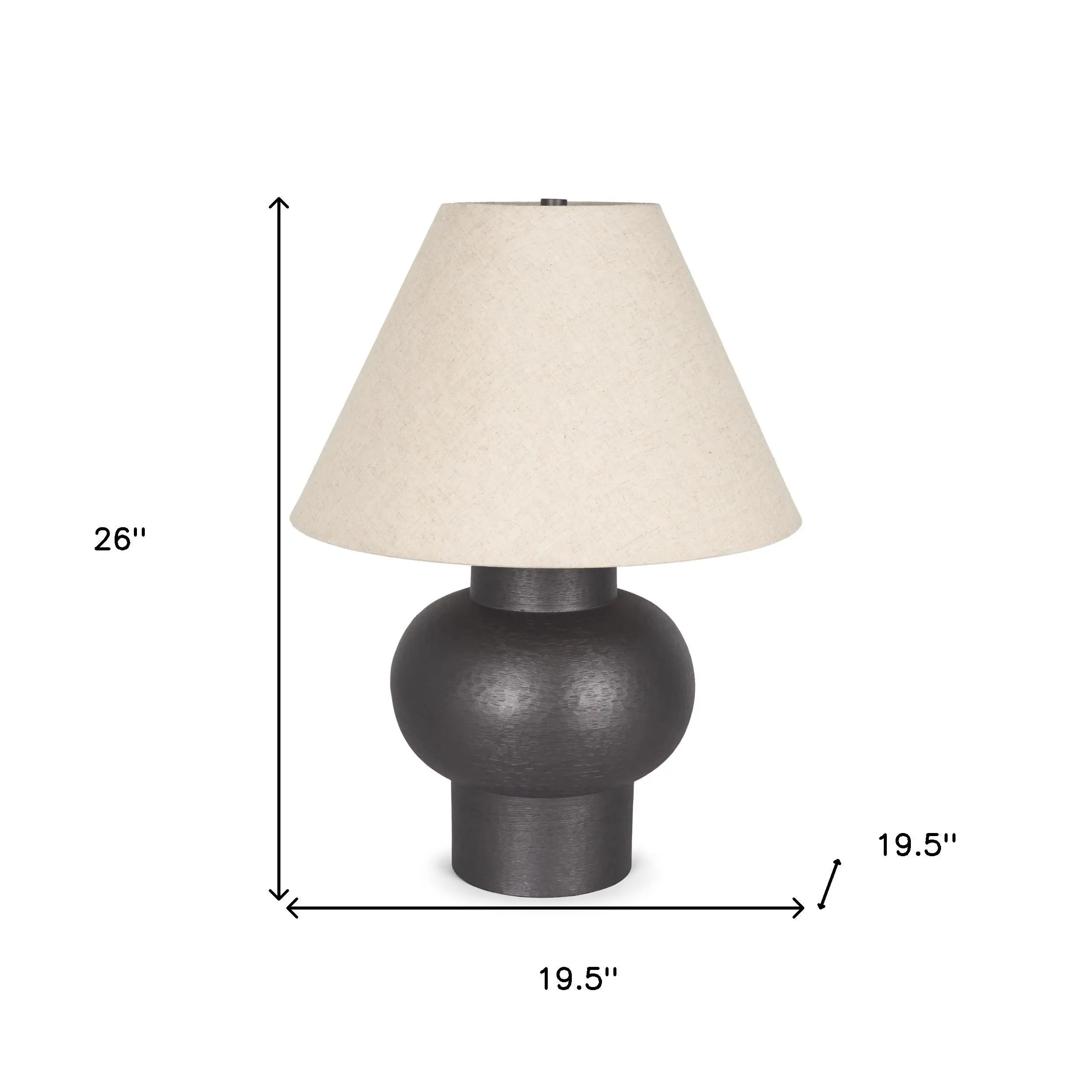 26" Black Round Bedside Lamp With Empire Shade Homeroots Lighting