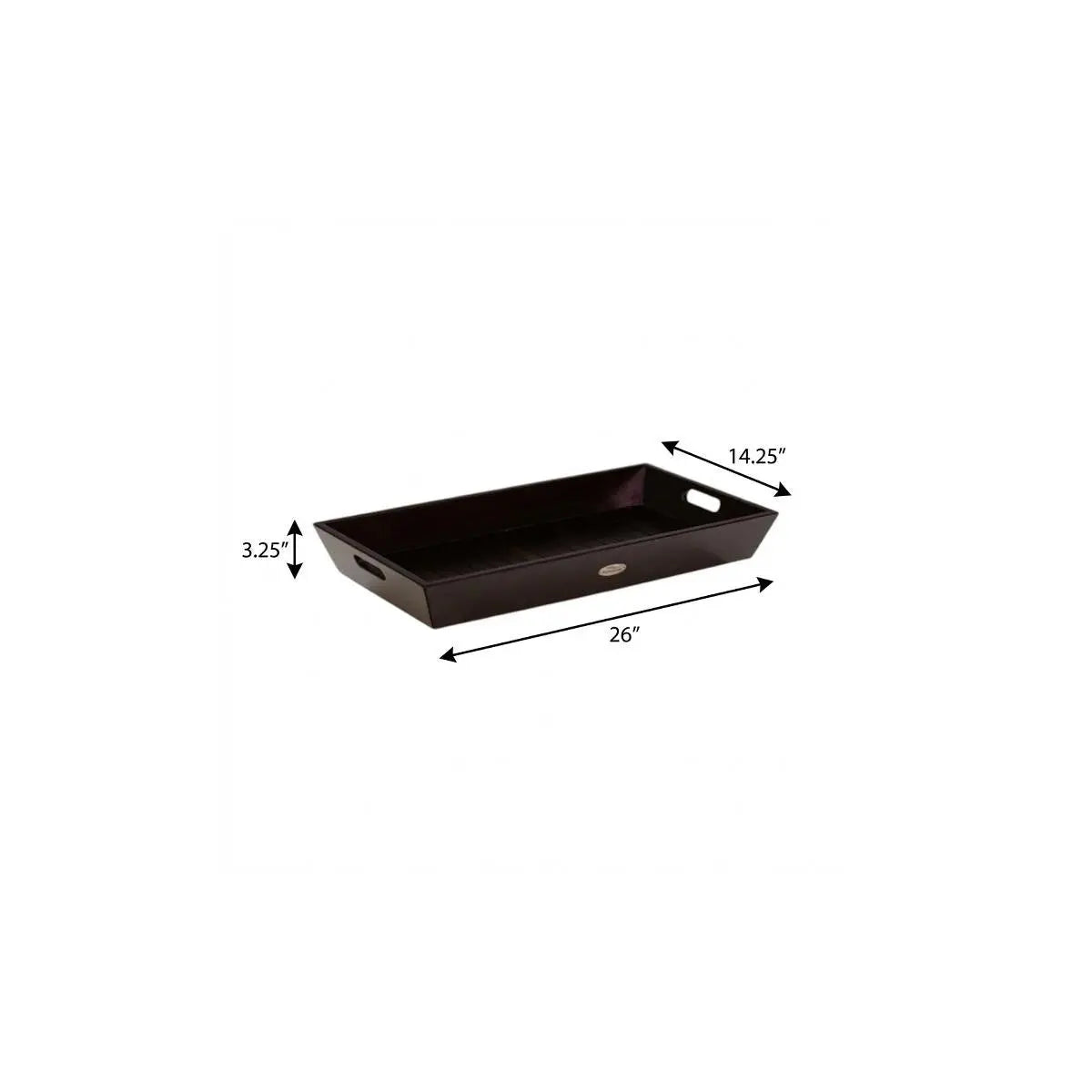 26" Black Solid Wood Handmade Serving Tray With Handles Homeroots Kitchen & Dining