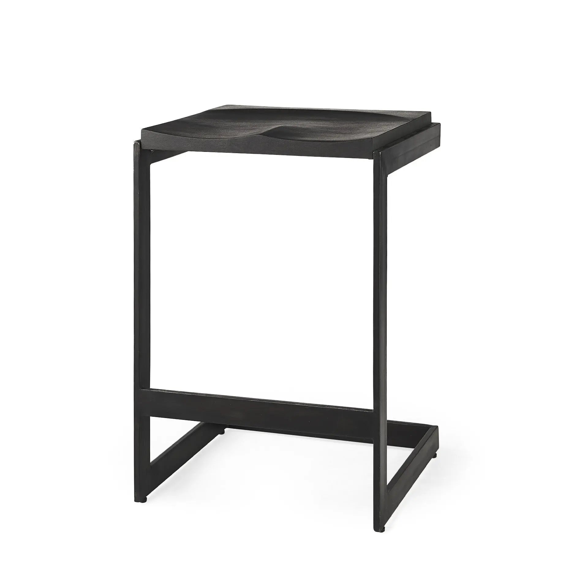 26" Black Solid Wood and Metal Backless Counter Height Bar Chair Homeroots Living Room