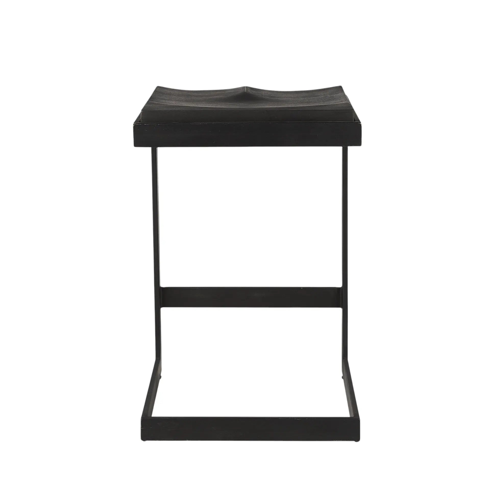26" Black Solid Wood and Metal Backless Counter Height Bar Chair Homeroots Living Room
