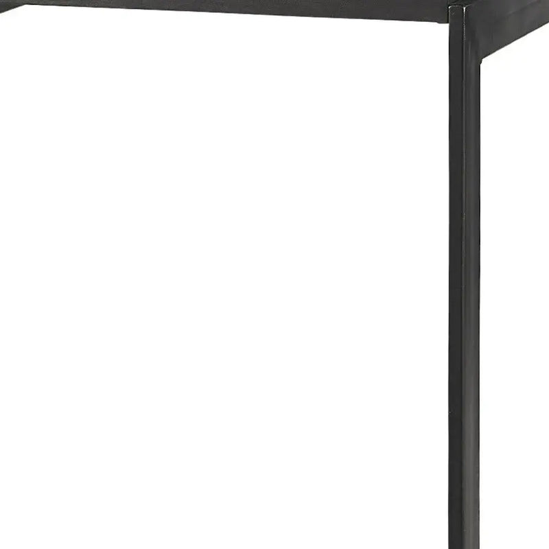 26" Black Solid Wood and Metal Backless Counter Height Bar Chair Homeroots Living Room