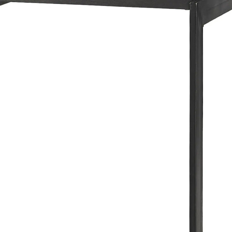 26" Black Solid Wood and Metal Backless Counter Height Bar Chair Homeroots Living Room