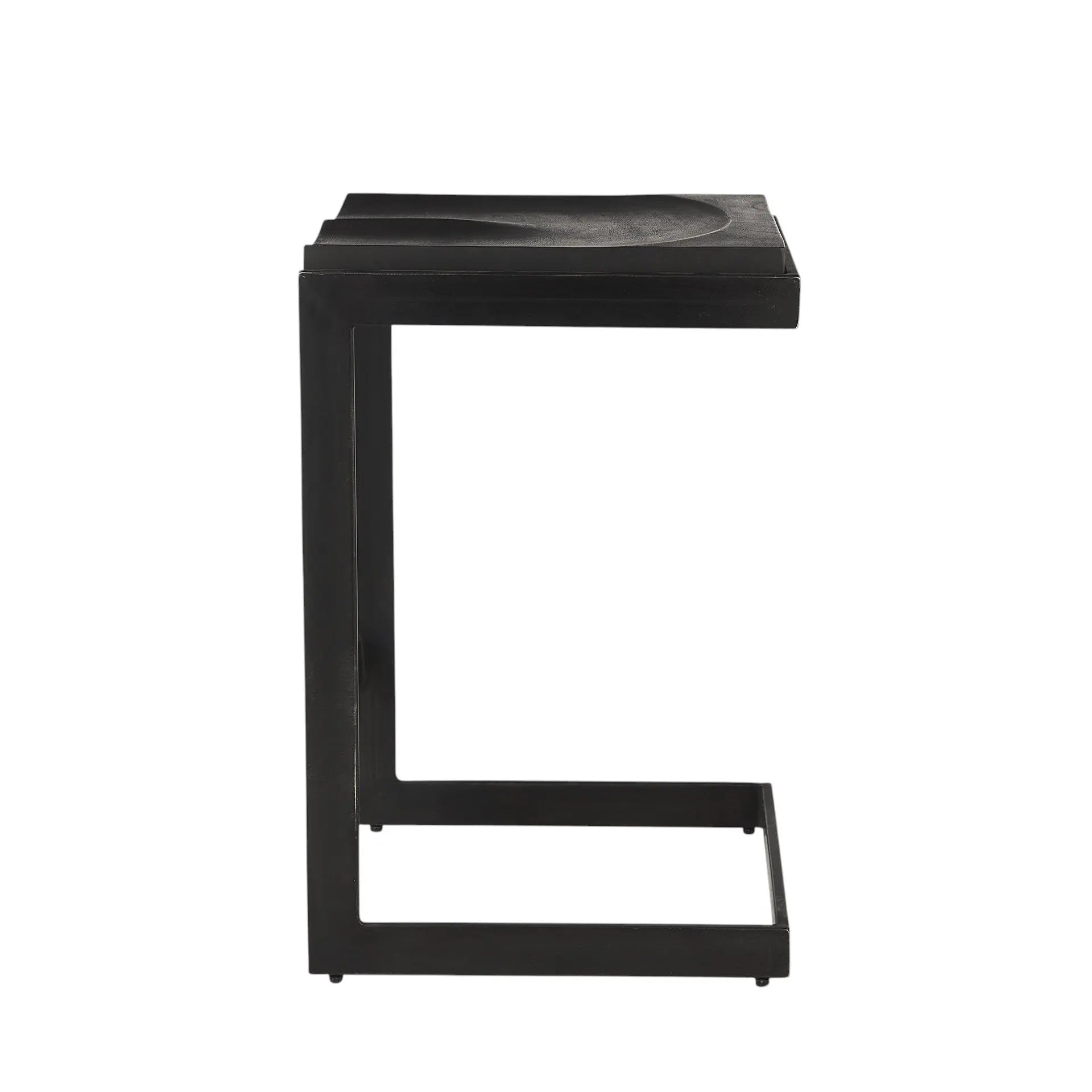 26" Black Solid Wood and Metal Backless Counter Height Bar Chair Homeroots Living Room
