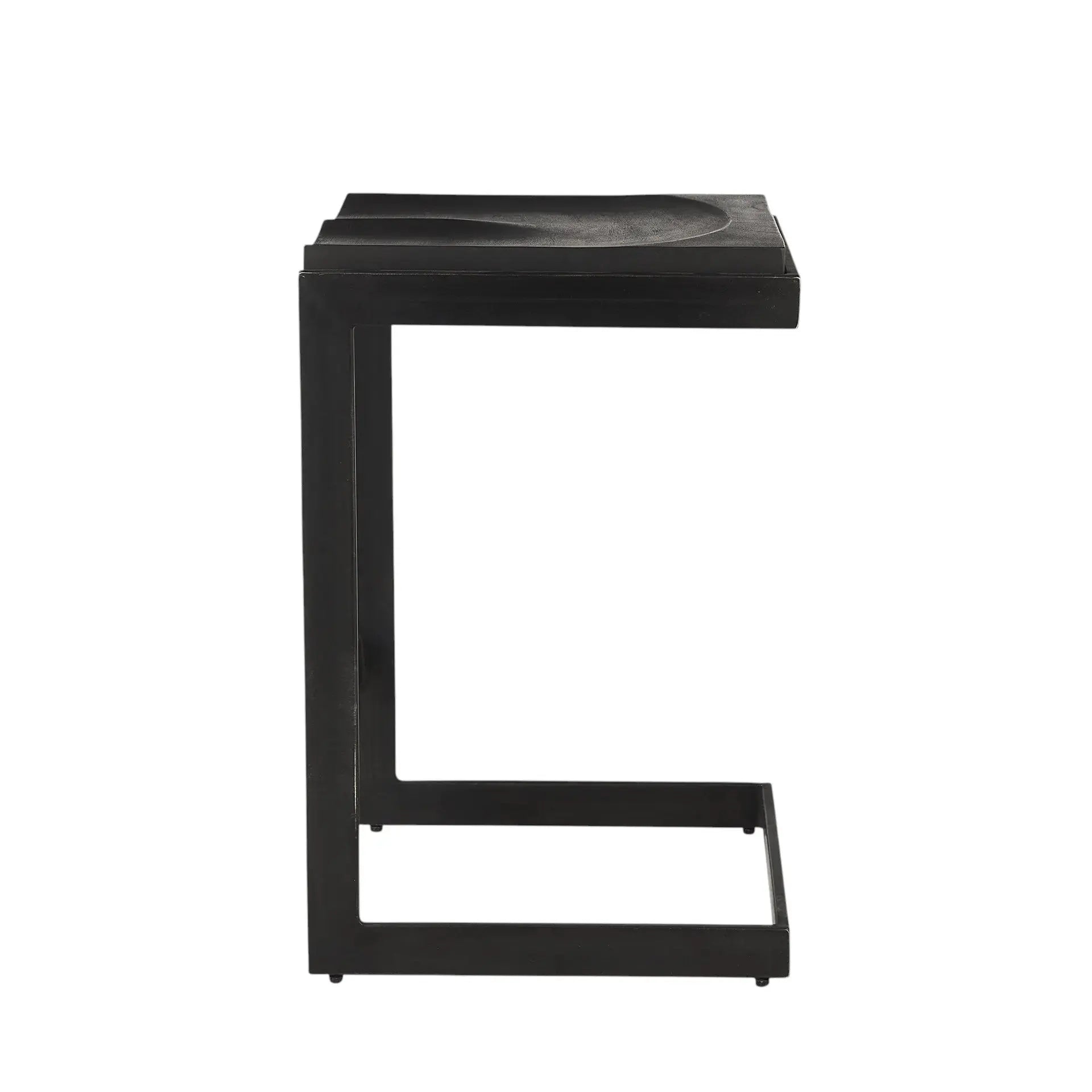 26" Black Solid Wood and Metal Backless Counter Height Bar Chair Homeroots Living Room