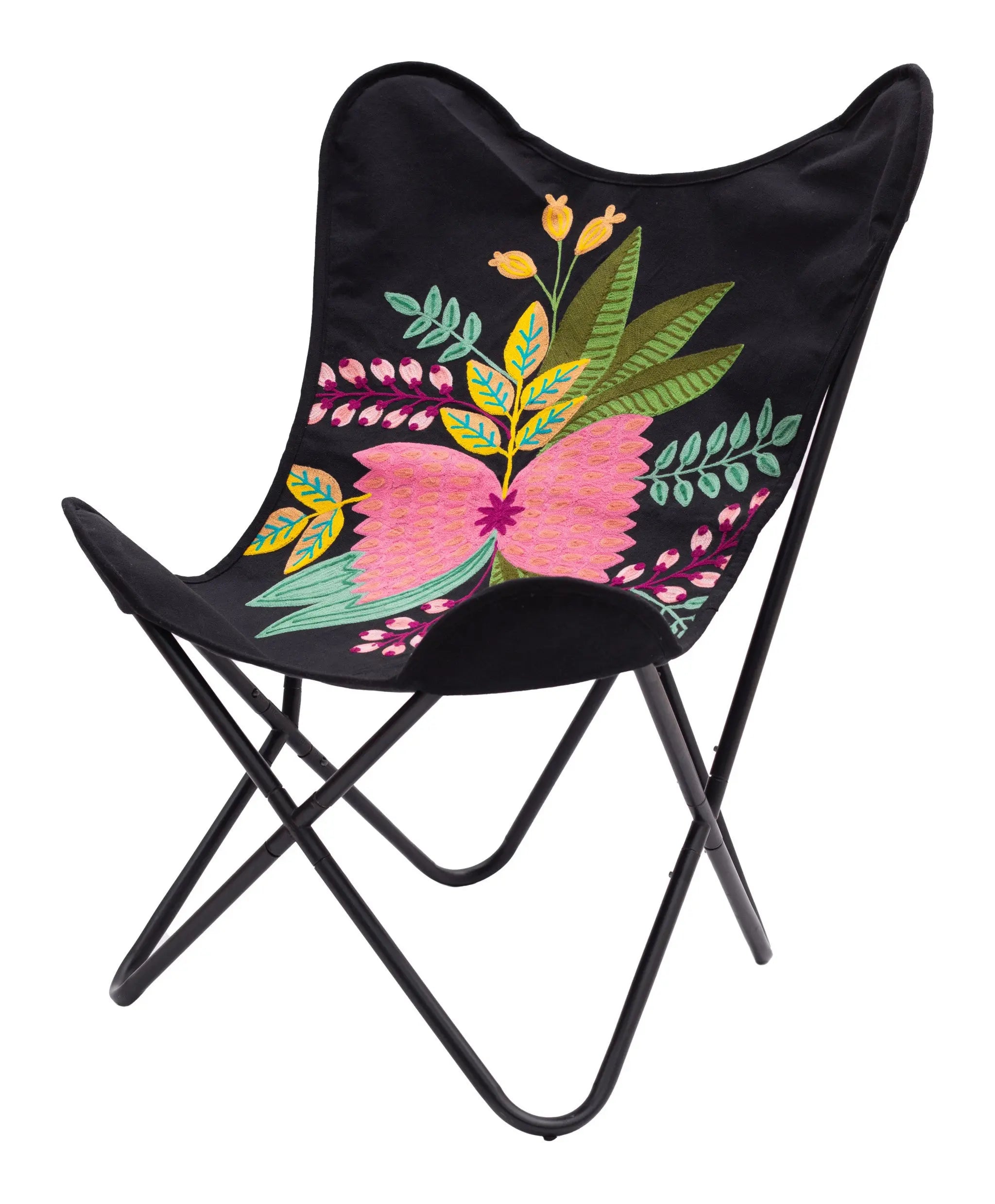26" Black Tropical Butterfly Chair Homeroots Living Room