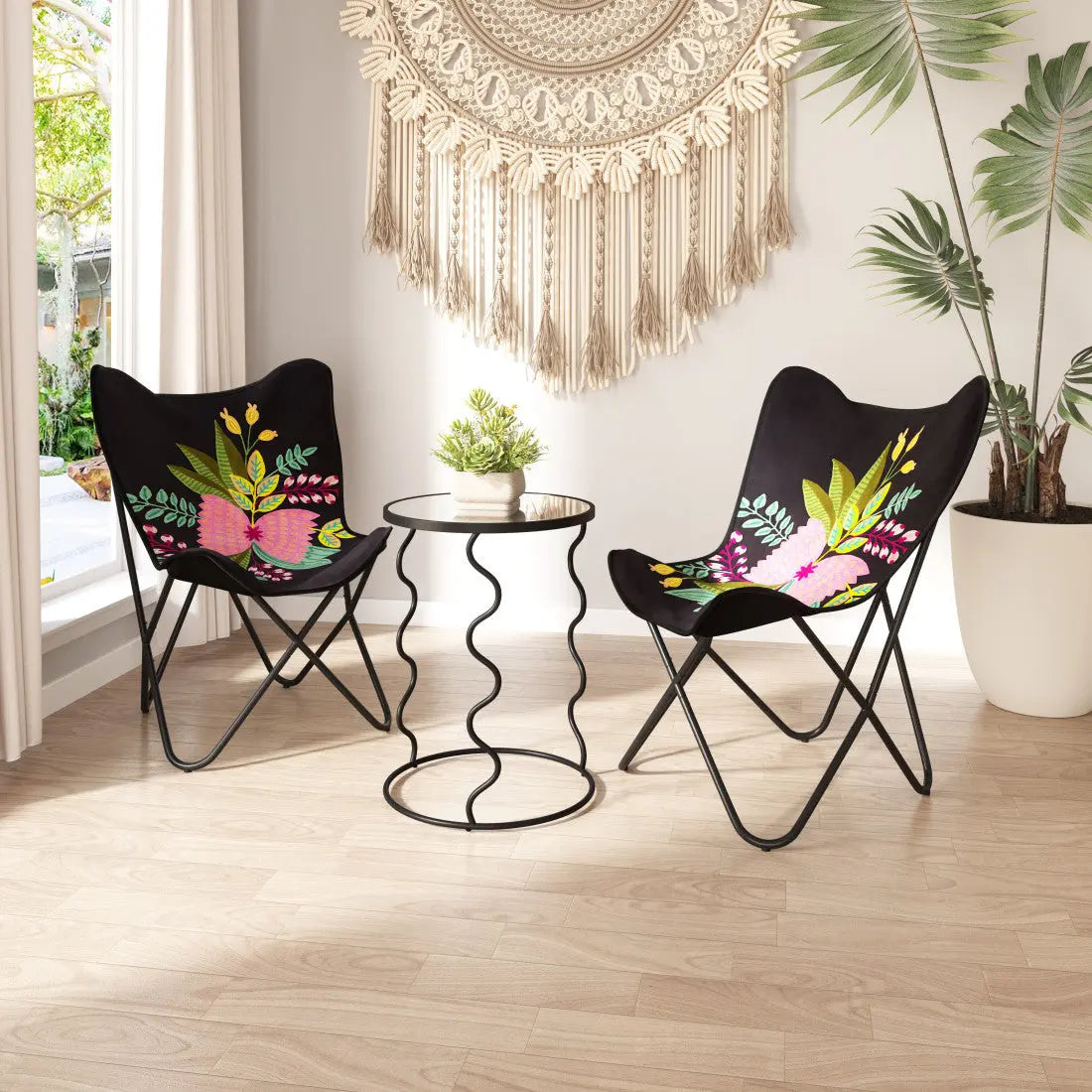 26" Black Tropical Butterfly Chair Homeroots Living Room