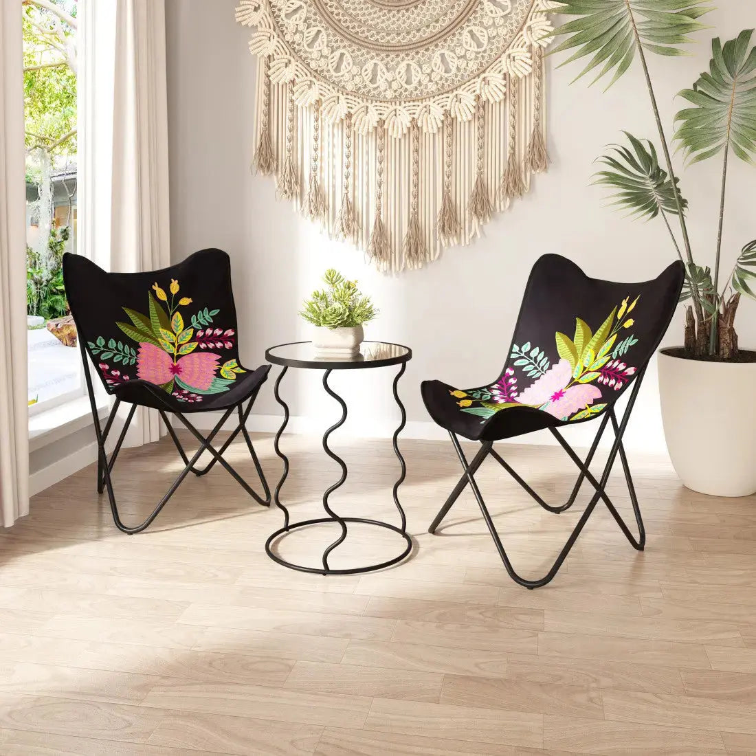 26" Black Tropical Butterfly Chair Homeroots Living Room