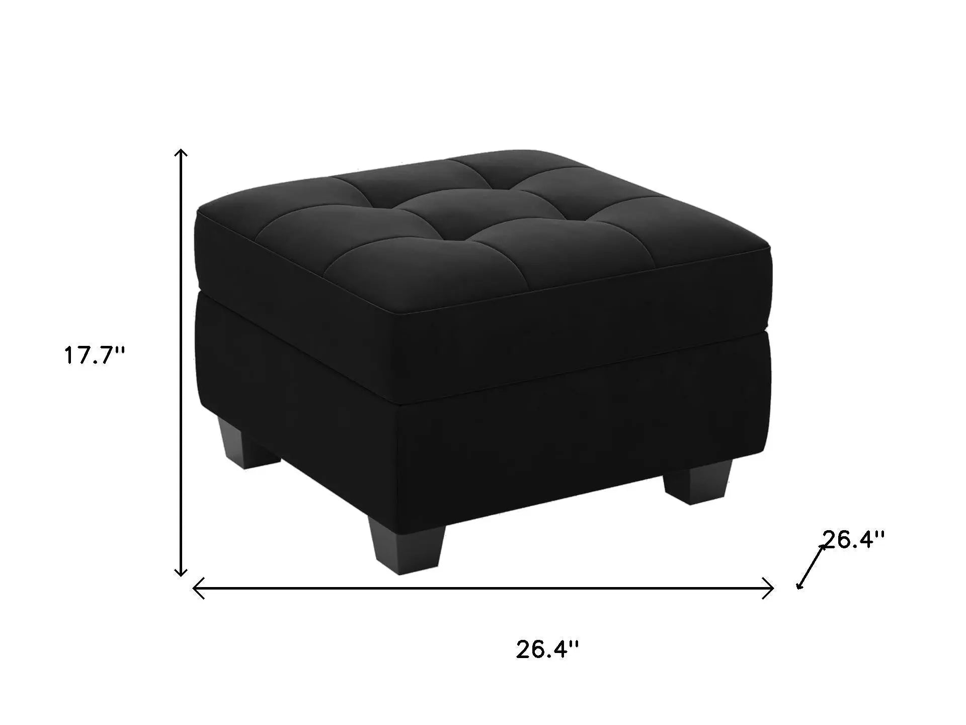 26" Black Velvet Tufted Storage Ottoman Homeroots Living Room