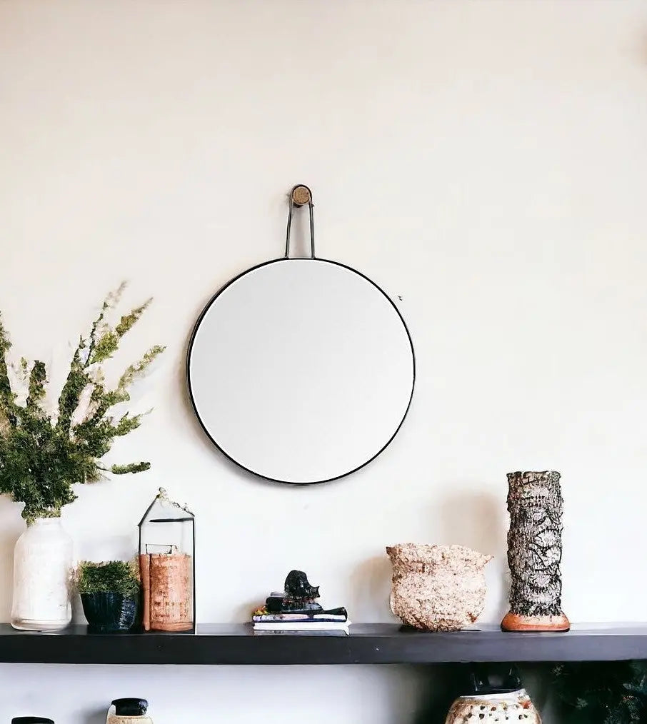 26" Black Wood Mirror Homeroots Bed & Bath