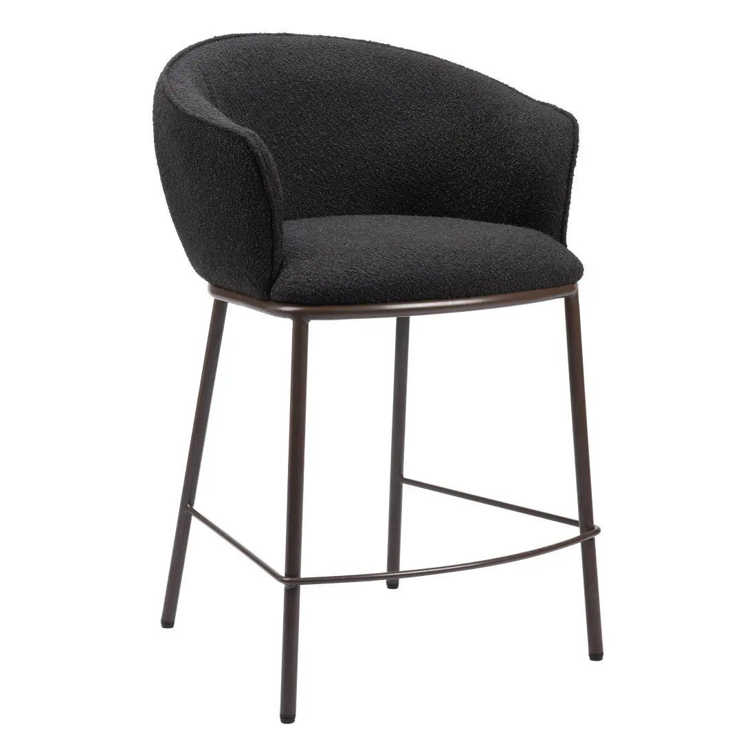 26" Black and Bronze Shearling and Steel Counter Height Bar Chair Homeroots Living Room