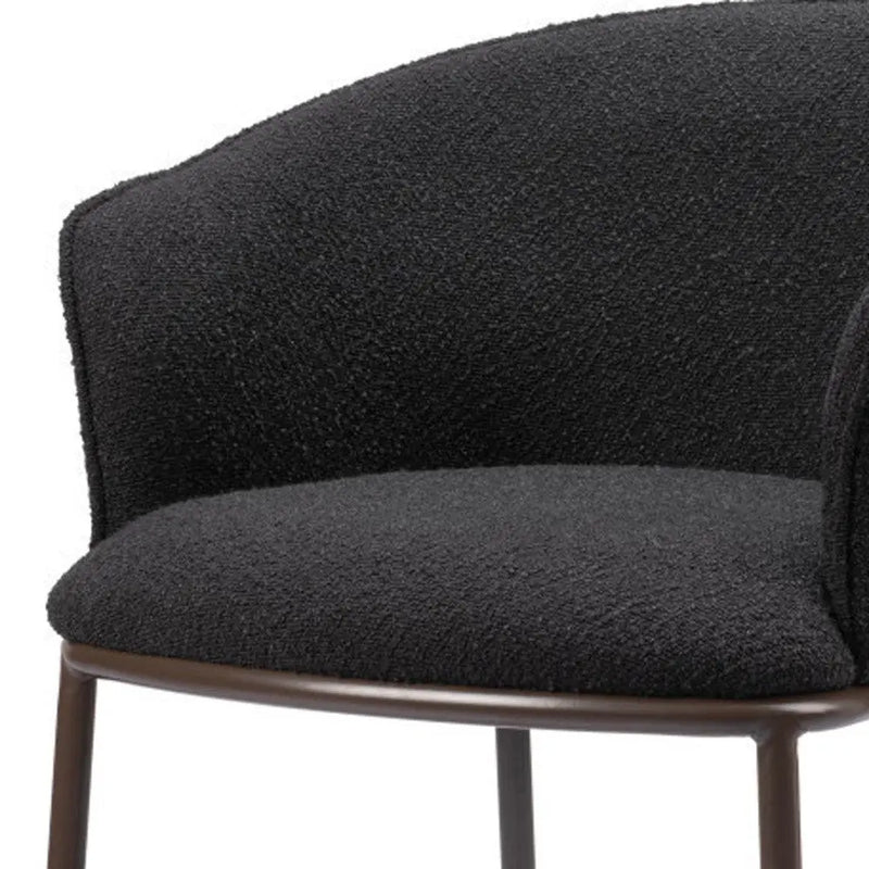 26" Black and Bronze Shearling and Steel Counter Height Bar Chair Homeroots Living Room