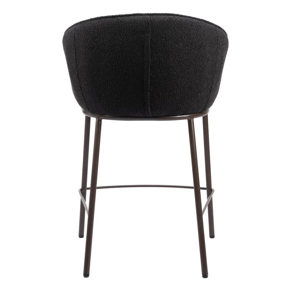 26" Black and Bronze Shearling and Steel Counter Height Bar Chair Homeroots Living Room