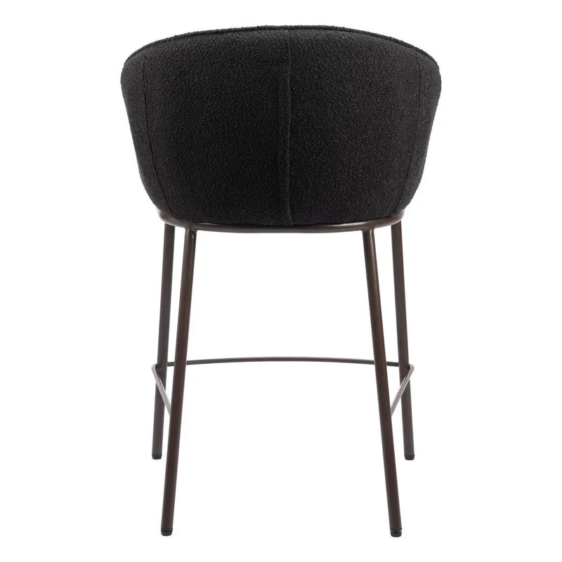 26" Black and Bronze Shearling and Steel Counter Height Bar Chair Homeroots Living Room