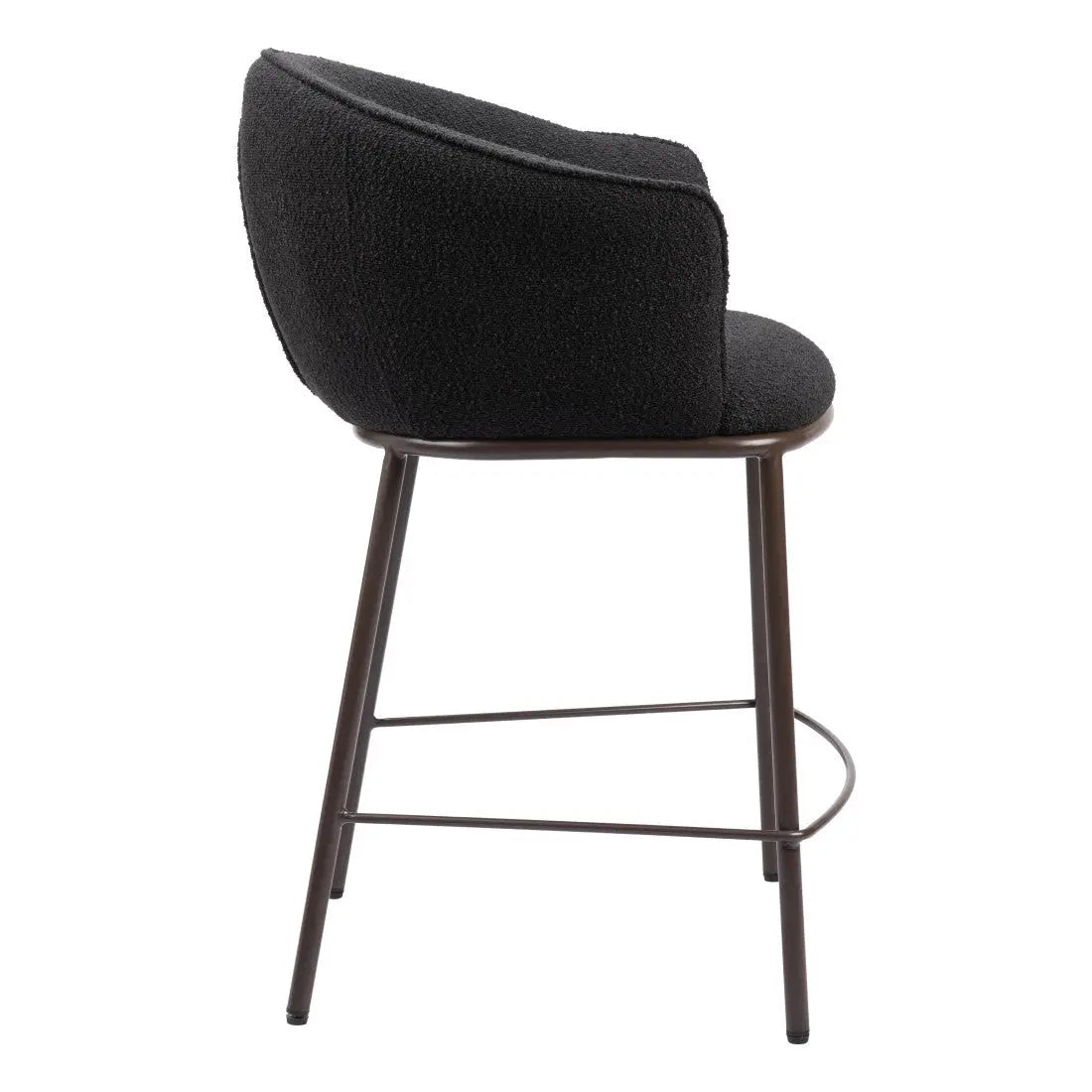 26" Black and Bronze Shearling and Steel Counter Height Bar Chair Homeroots Living Room