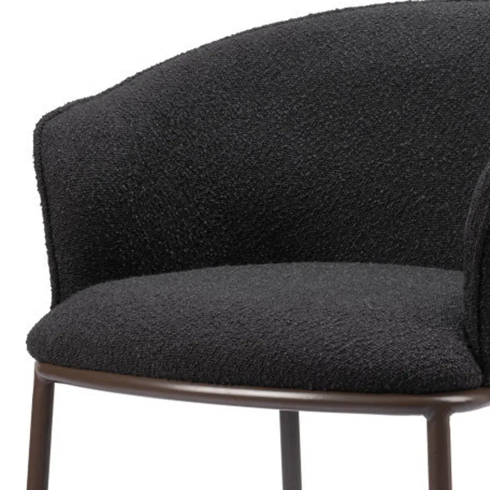 26" Black and Bronze Shearling and Steel Counter Height Bar Chair Homeroots Living Room