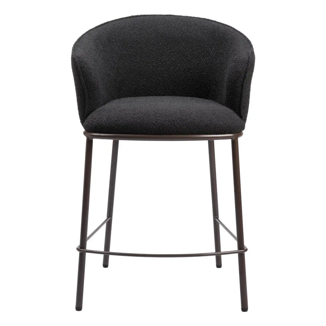 26" Black and Bronze Shearling and Steel Counter Height Bar Chair Homeroots Living Room