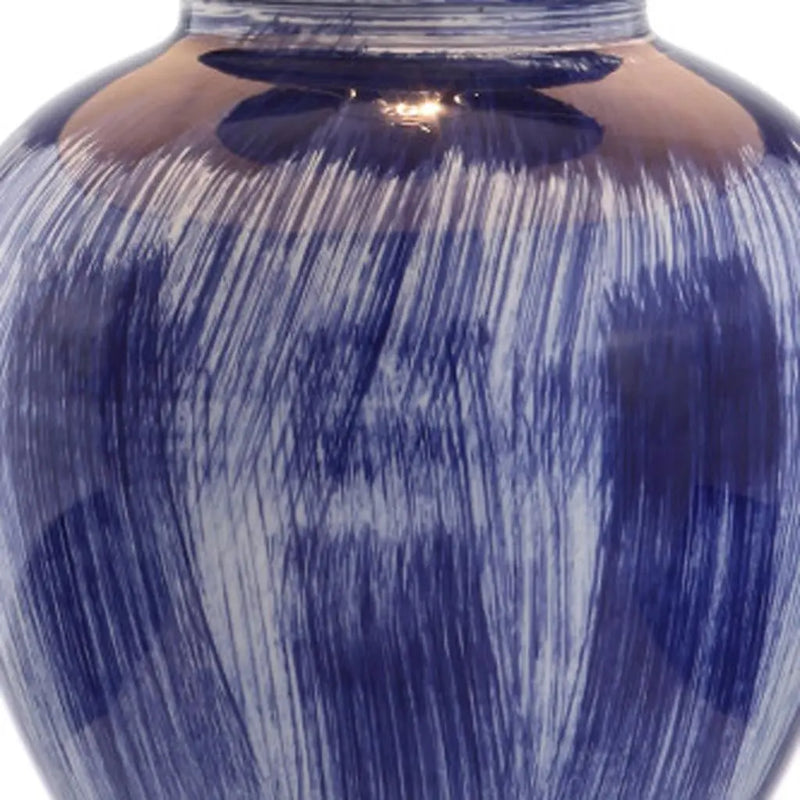 26" Blue And Clear Urn Table Lamp With Drum Shade Homeroots Lighting