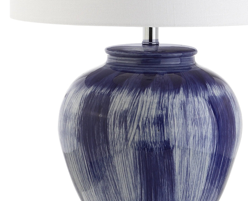 26" Blue And Clear Urn Table Lamp With Drum Shade Homeroots Lighting