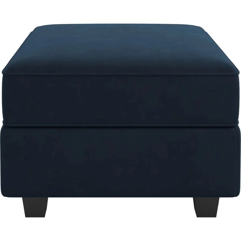 26" Blue and Black Microsuede Storage Ottoman Homeroots Living Room