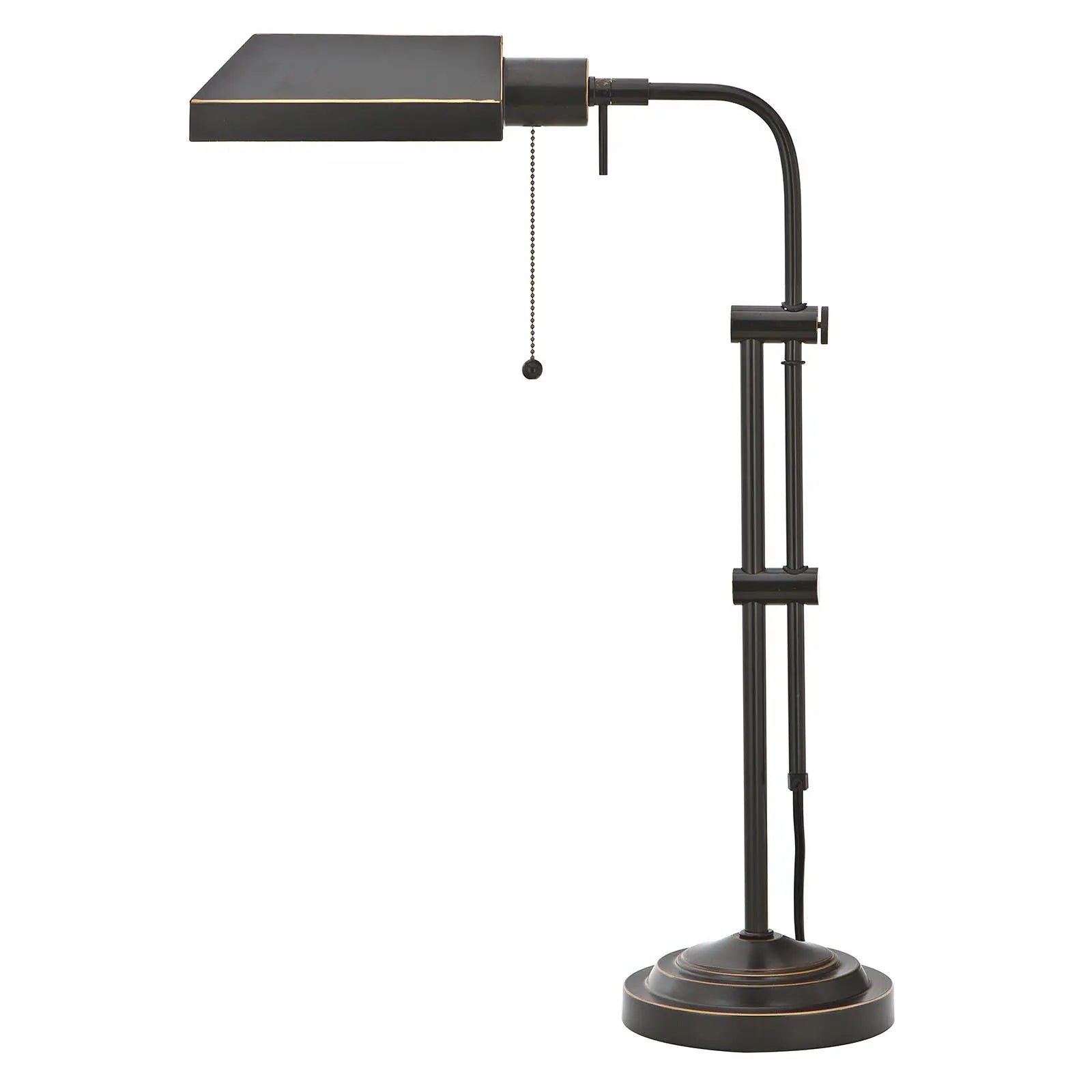 26" Bronze Metal Adjustable Table Lamp With Bronze Rectangular Shade Homeroots Lighting