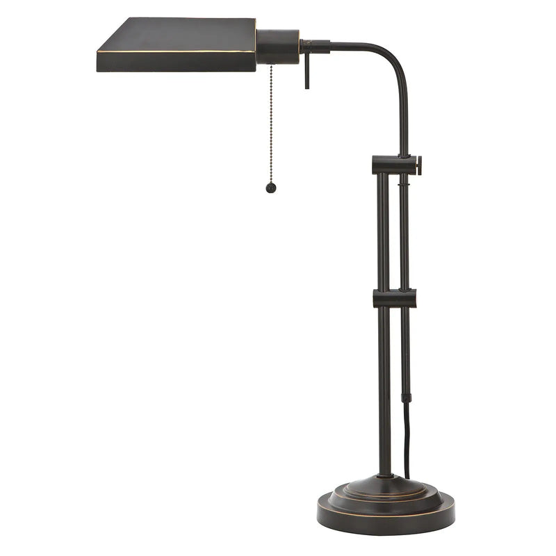 26" Bronze Metal Adjustable Table Lamp With Bronze Rectangular Shade Homeroots Lighting