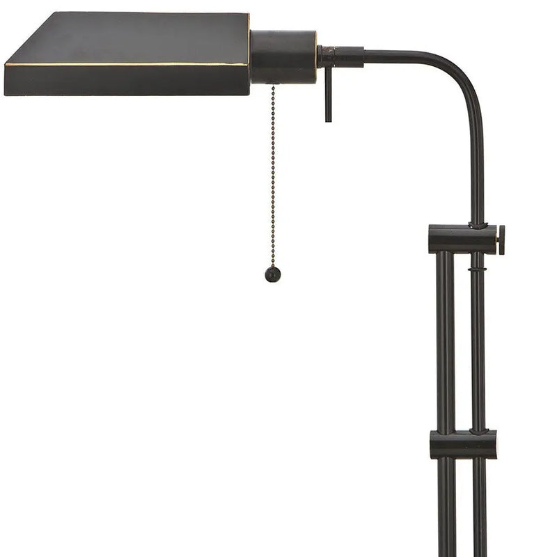 26" Bronze Metal Adjustable Table Lamp With Bronze Rectangular Shade Homeroots Lighting