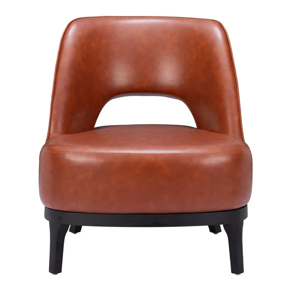 26" Brown And Black Faux Leather And Faux Leather Lounge Chair Homeroots Living Room
