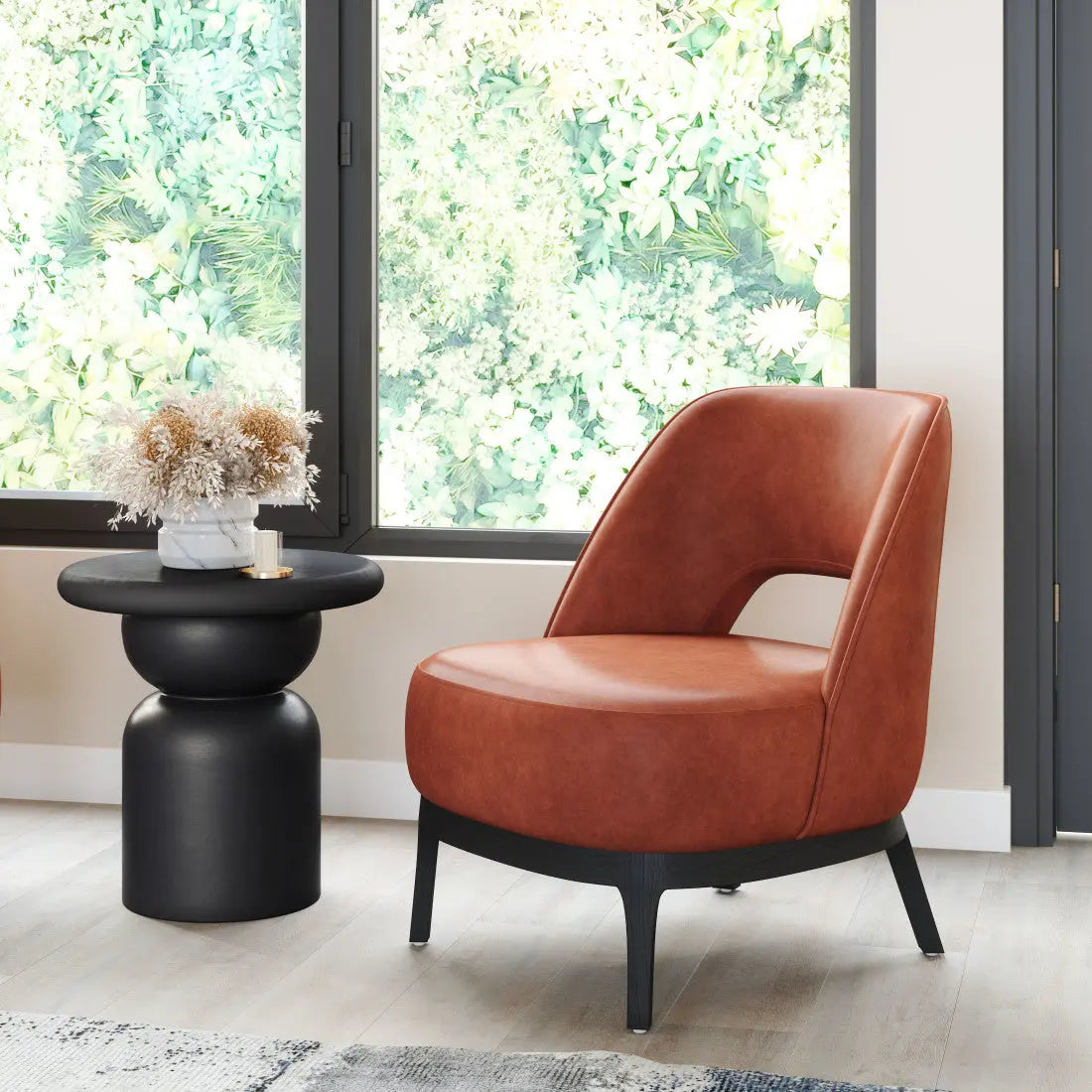 26" Brown And Black Faux Leather And Faux Leather Lounge Chair Homeroots Living Room