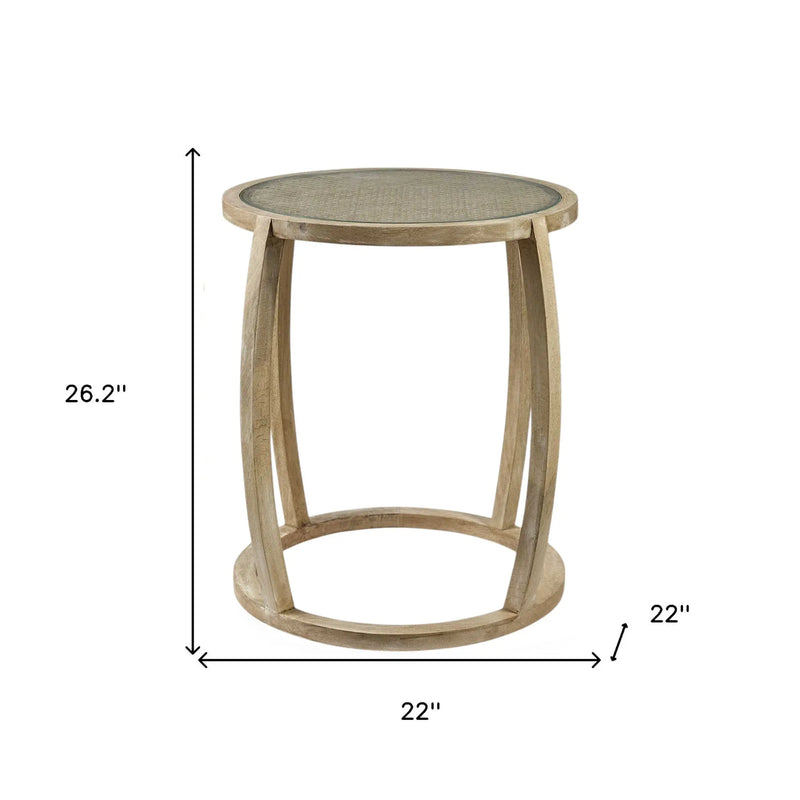 26" Brown And Clear Glass Round End Table - GreatEagleInc