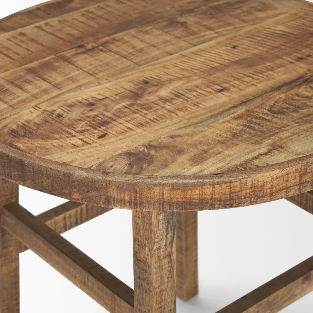26" Brown Distressed Solid Wood End Table Homeroots Living Room