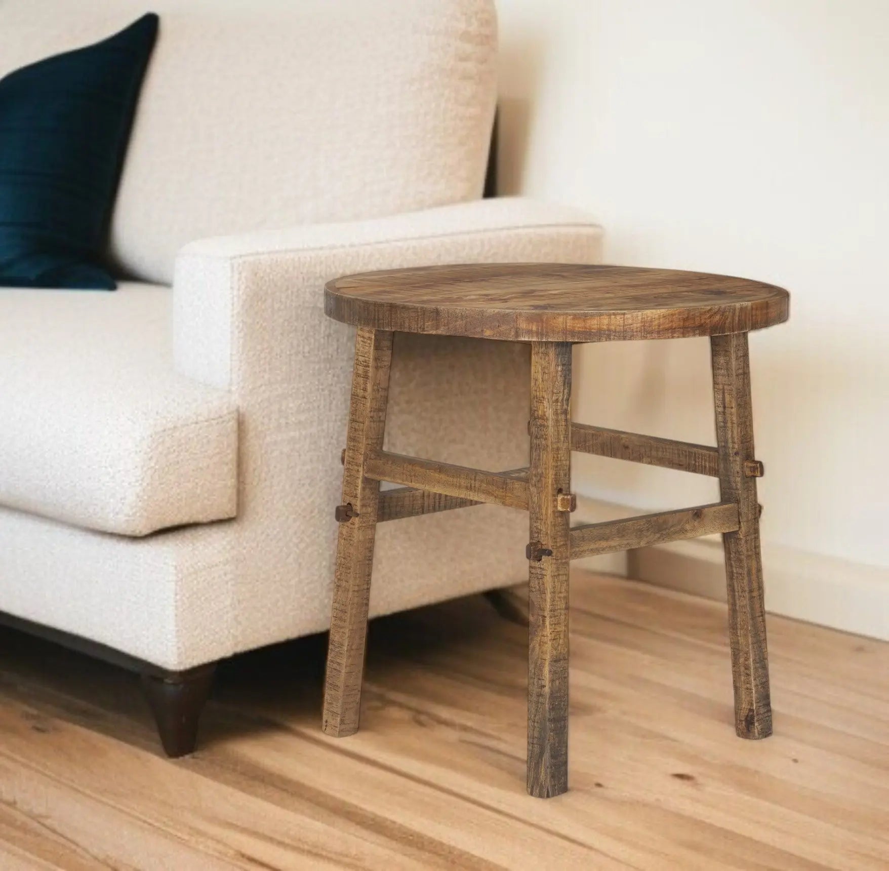 26" Brown Distressed Solid Wood End Table Homeroots Living Room