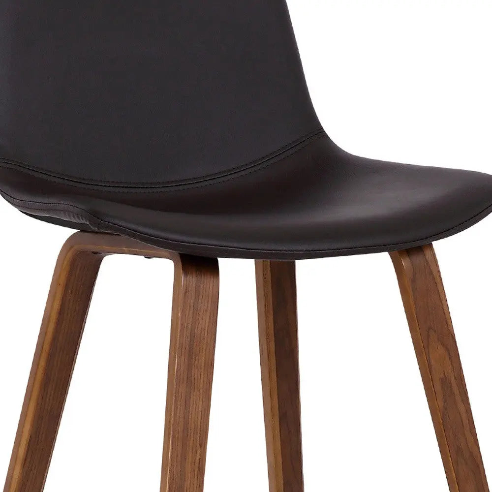 26" Brown Faux Leather And Solid Wood Low Back Counter Height Bar Chair Homeroots Living Room
