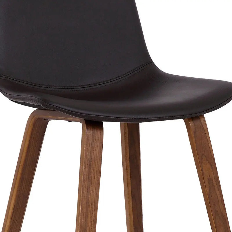 26" Brown Faux Leather And Solid Wood Low Back Counter Height Bar Chair Homeroots Living Room