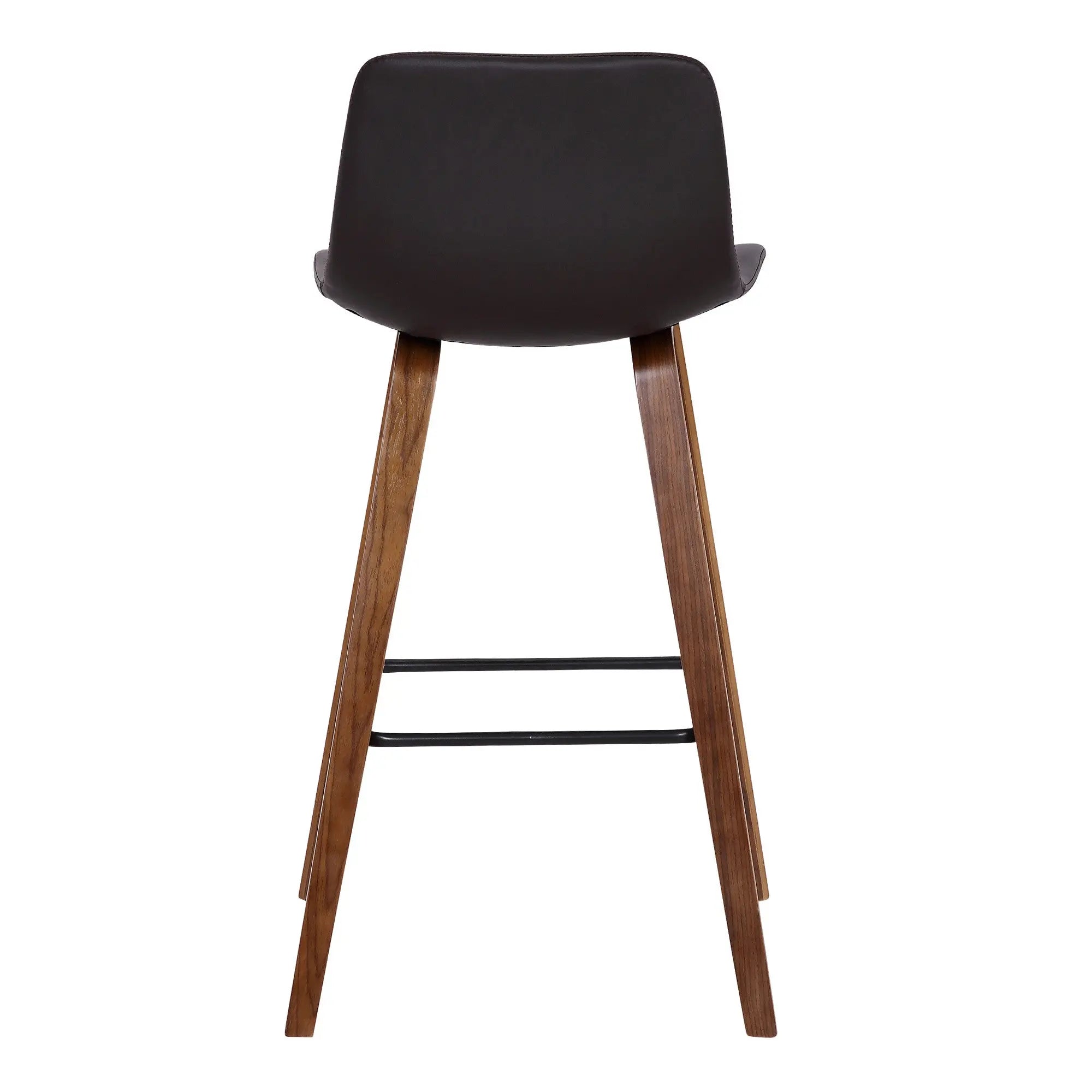 26" Brown Faux Leather And Solid Wood Low Back Counter Height Bar Chair Homeroots Living Room