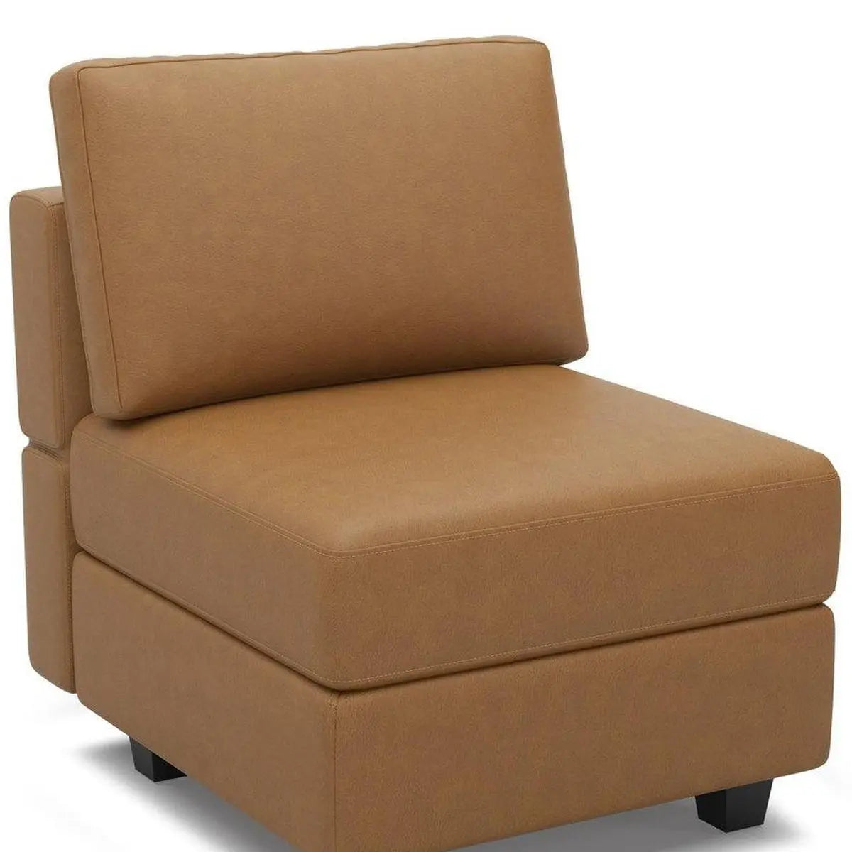 26" Brown Faux Leather and Solid Wood Lounge Chair With Storage Homeroots Living Room