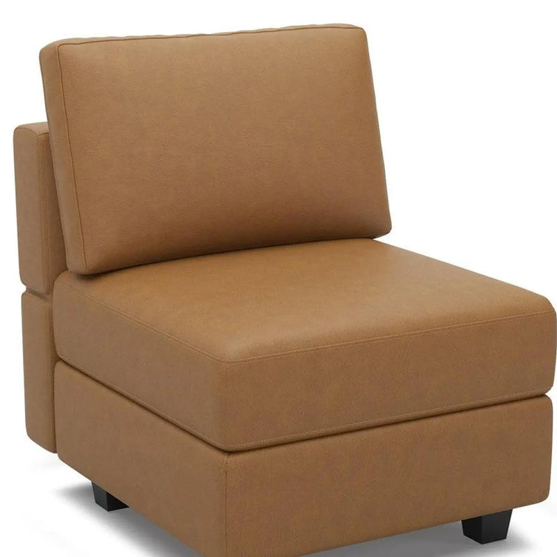 26" Brown Faux Leather and Solid Wood Lounge Chair With Storage Homeroots Living Room
