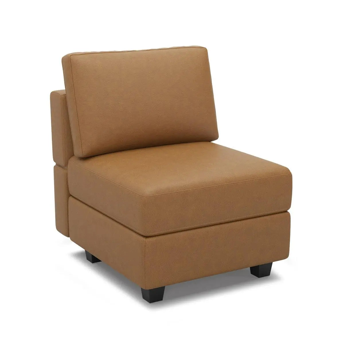 26" Brown Faux Leather and Solid Wood Lounge Chair With Storage Homeroots Living Room