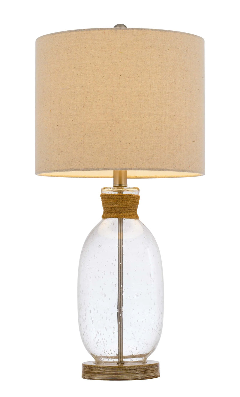 26" Brown Mason Jar Table Lamp With Brown Drum Shade Homeroots Lighting
