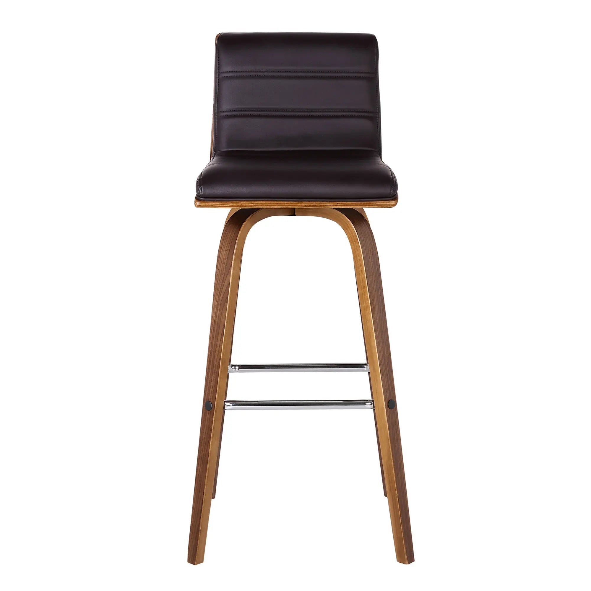 26" Brown Solid Wood Swivel Low Back Counter Height Bar Chair - GreatEagleInc